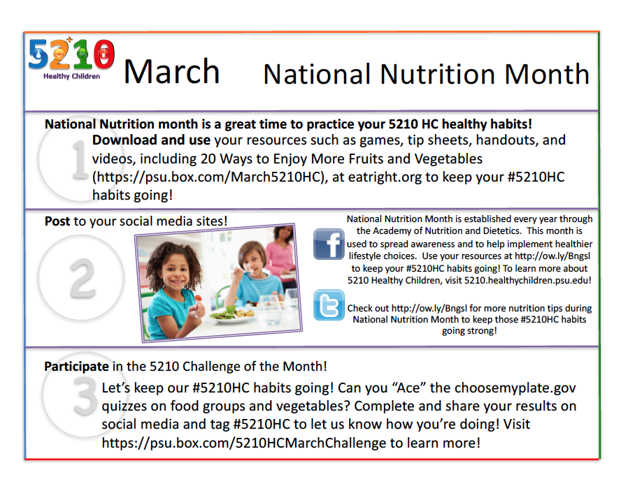 The March Booster for the 5210 Healthy Children Campaign