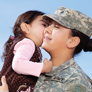 U.S. Army Mom holding daughter